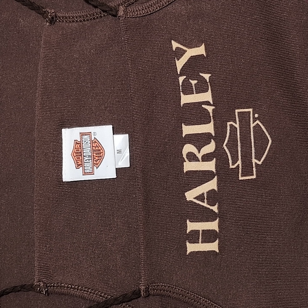 Harley Davidson Y2K Tank Top Brown Spaghetti Barnet El Paso Texas Size Meduim - Picture 14 of 16